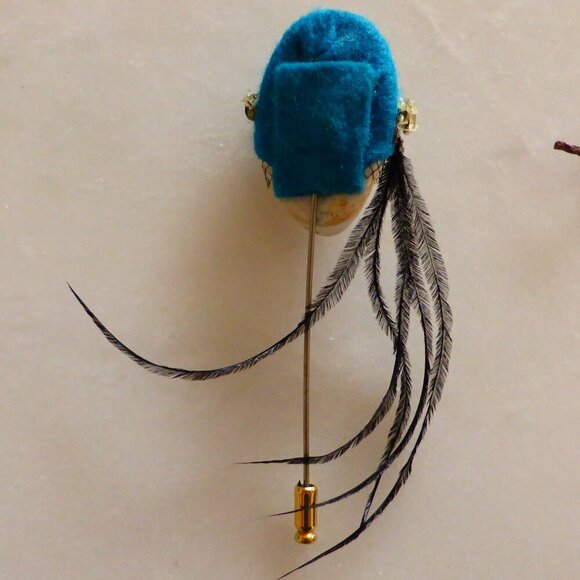 Beautiful Vintage Flapper Stick Pin Brooch 1970s Collectible, Handpainted French - Picture 4 of 6